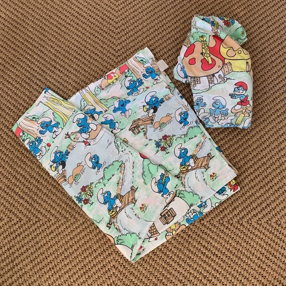 Vintage Smurfs Twin Sheet Set - Picture 1 of 3